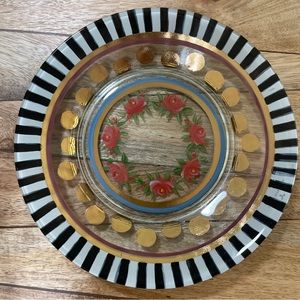 MacKenzie Childs Circus Rose Full Bloom Glass Salad Dessert Plate 8 3/4in